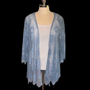 NWOT paper + tee Light Blue Lace Blazer/Cover-up.